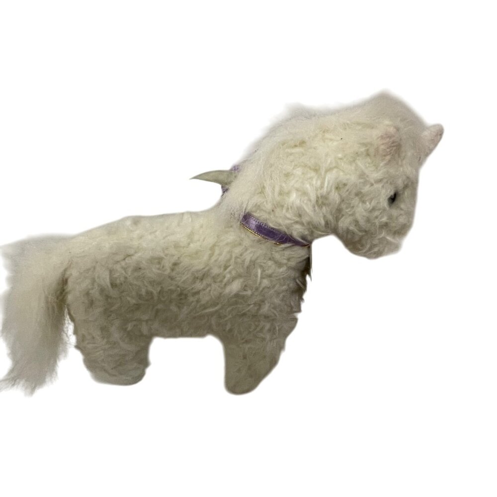 Little Fleury Unicorn Plush‎ Toy With Purple Flower Ribbon 9"